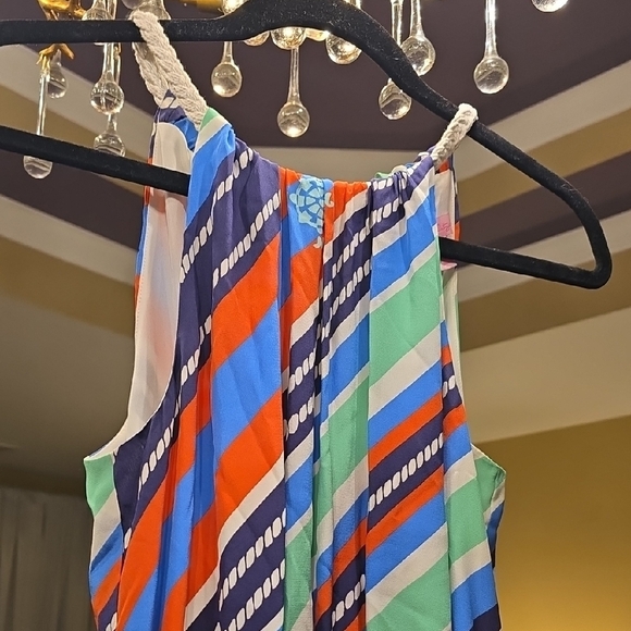 Lilly Pulitzer Silk Striped Mini Dress - Blue, Orange, Green, White - Picture 3 of 16